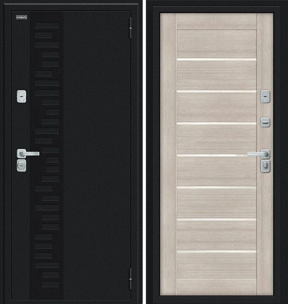 Фото Дверь Браво Thermo Техно Декор-2 Букле черное/Cappuccino Veralinga DIS006771